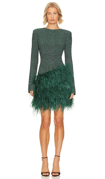 Shop Lapointe Textured Metallic Mini Dress In Dark Green