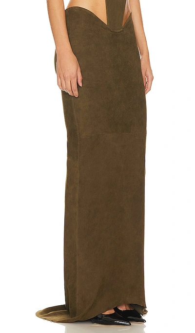 Shop Laquan Smith Maxi Skirt In Olive