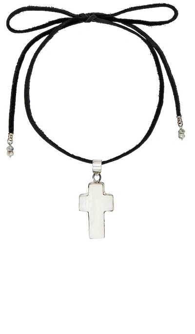 Shop Child Of Wild Selvia Mother Of Pearl Cross Necklace In Metallic Silver