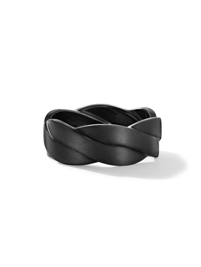 Shop David Yurman Men's Dy Helios Band Ring In Titanium In Black