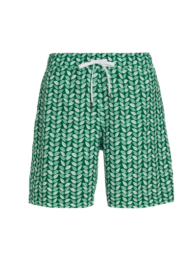 Shop Saks Fifth Avenue Men's Collection Leafy Swim Shorts In Dark Green
