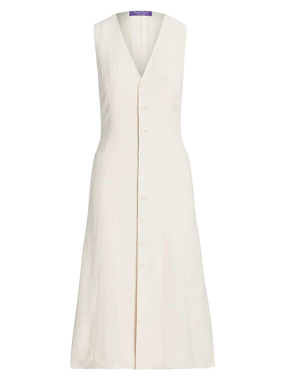 Shop Ralph Lauren Women's Berke Tailored Linen & Silk Dress In Butter