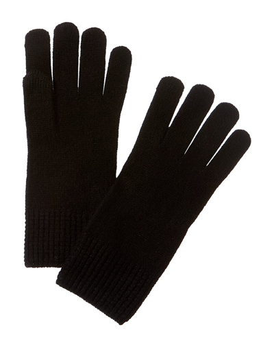 Shop Amicale Cashmere Knit Waffle Cuff Cashmere Gloves In Black