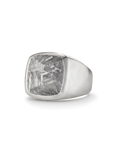 Shop David Yurman Men's Meteorite Signet Ring In Sterling Silver, 19mm