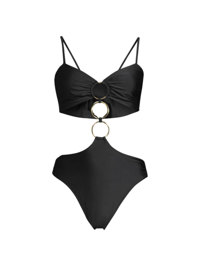 Shop Ramy Brook Women's Zayla O-ring One-piece Swimsuit In Black