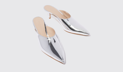 Shop Scarosso Laura Silver - Woman Mules Silver In Silver - Laminated