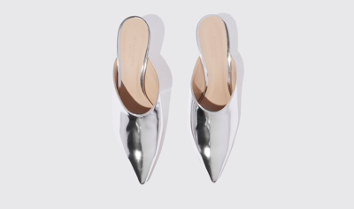 Shop Scarosso Laura Silver - Woman Mules Silver In Silver - Laminated