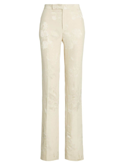 Shop Ralph Lauren Women's Seth Floral Jacquard Pants In Butter
