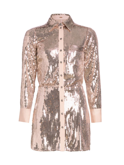 Shop Free People Women's Sophie Sequined Shirtdress In Champagne
