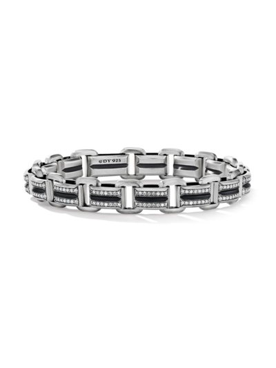 Shop David Yurman Men's Deco Beveled Link Bracelet In Sterling Silver In Diamond