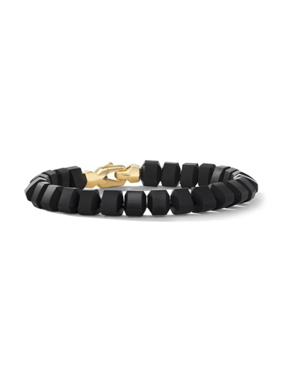 Shop David Yurman Men's Spiritual Beads Bracelet In 18k Yellow Gold In Black Onyx