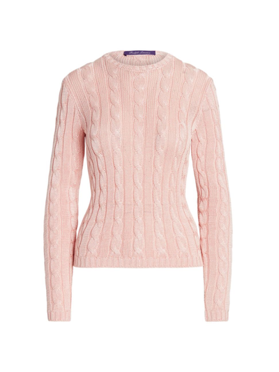 Shop Ralph Lauren Women's Crystal Cabled Silk Sweater In Crystal Rose