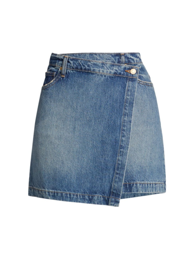 Shop Derek Lam 10 Crosby Women's Ana Denim Asymmetric Miniskirt In Gramercy