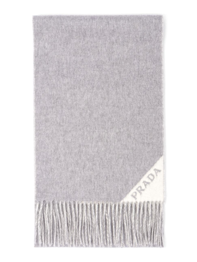 Shop Prada Women's Cashmere Scarf In Grey