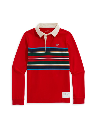 Shop Vineyard Vines Little Boy's & Boy's Long-sleeve Rugby Polo Shirt In Red Velvet