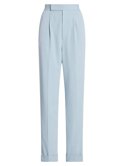 Shop Ralph Lauren Women's Evanne Pleated Wool Pants In Powder Blue