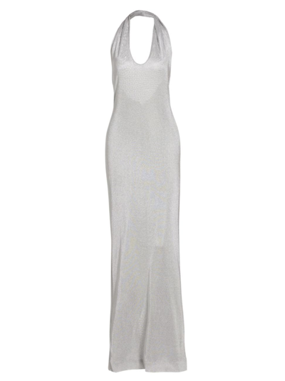 Shop Tove Women's Malaika Glittery Halterneck Gown In Silver