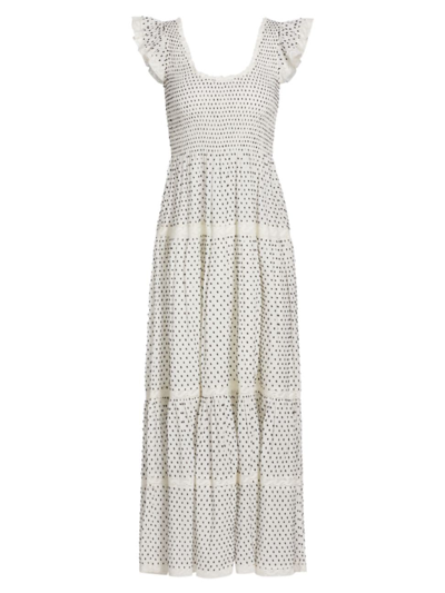 Shop Loveshackfancy Women's Chessie Dotted Tiered Maxi Dress In Antique White