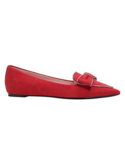 Shop Kate Spade Women's Be Dazzled Embellished Suede Flats In Sour Cherry