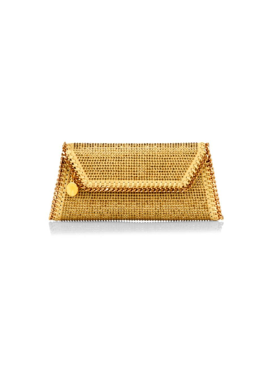 Shop Stella Mccartney Women's Crystal Falabella Envelope Clutch In Gold