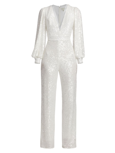 Shop Sachin & Babi Women's Presly Bridal Sequin Jumpsuit In Clear Ivory