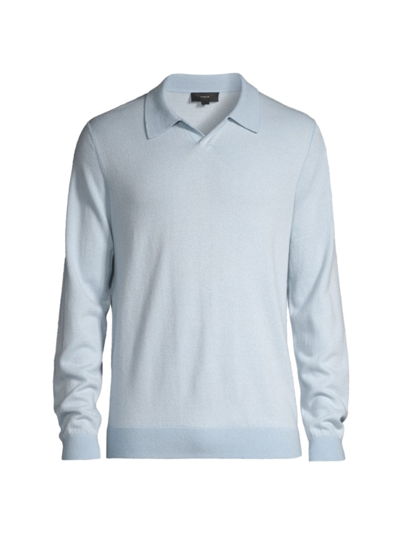 Shop Vince Men's Birdseye Wool-blend Polo Sweater In Glacier Pearl