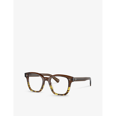 Shop Oliver Peoples Men's Brown Ov5525u Square-frame Acetate Optical Glasses