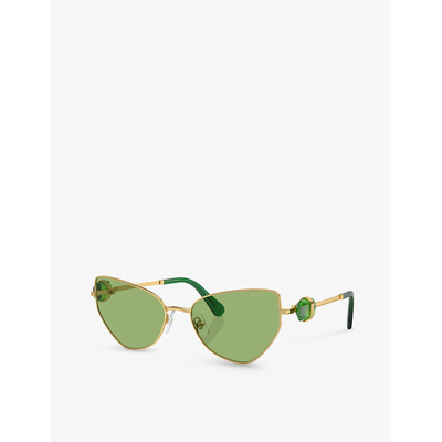 Swarovski Womens Gold Sk7003 Irregular-frame Metal Sunglasses In Gold
