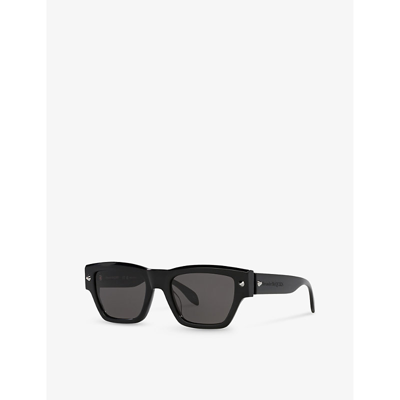 Shop Alexander Mcqueen Women's Black Am0409s Square-frame Acetate Sunglasses