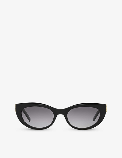 Shop Saint Laurent Women's Black Slm115 Oval-frame Acetate Sunglasses