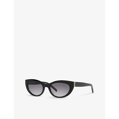 Shop Saint Laurent Women's Black Slm115 Oval-frame Acetate Sunglasses