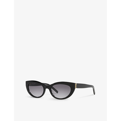 Saint Laurent Womens Black Slm115 Oval-frame Acetate Sunglasses In Black