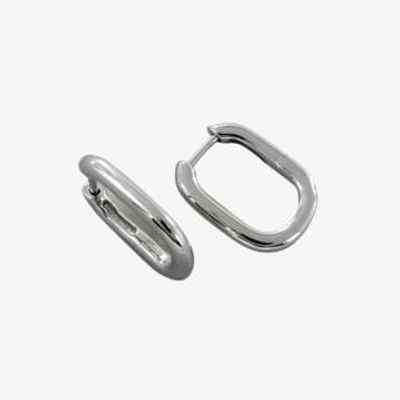 Shop Reeves & Reeves Silver Rectangular Hoop Earrings In Metallic