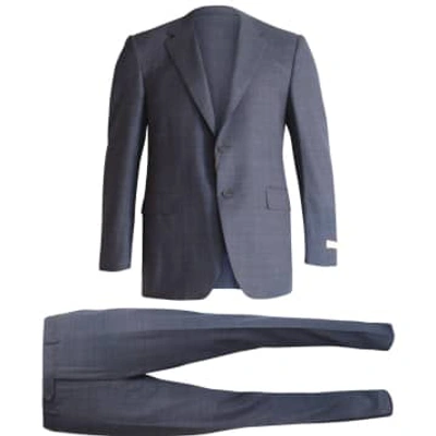 Shop Canali Overcheck Venezia Suit In Blue
