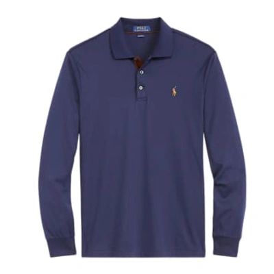 Shop Ralph Lauren Menswear Long Sleeve Pima Polo Shirt In Blue