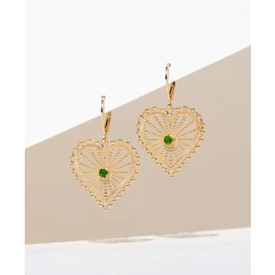 Shop Zoe And Morgan Amor Gold Chrome Diopside Earrings In Green