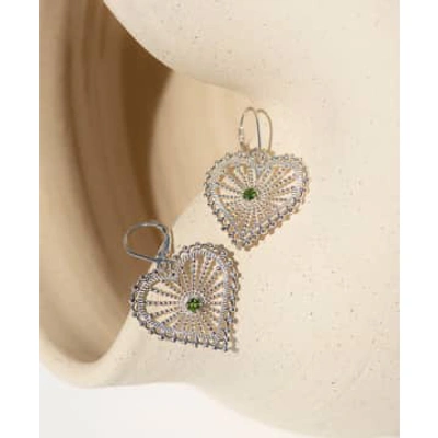 Shop Zoe And Morgan Amor Silver Chrome Diopside Earrings In Metallic