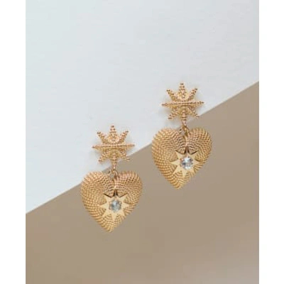 Shop Zoe And Morgan Brave Heart Gold Aquamarine Earrings