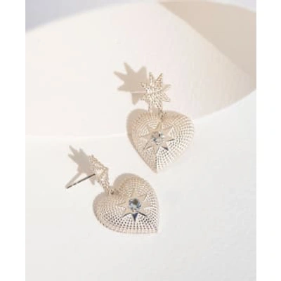 Shop Zoe And Morgan Brave Heart Silver Aquamarine Earrings In Metallic