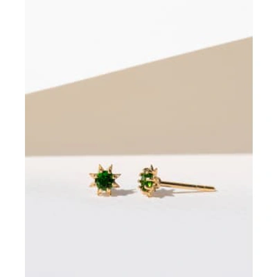 Shop Zoe And Morgan Stella Gold Chrome Diopside Earrings In Green