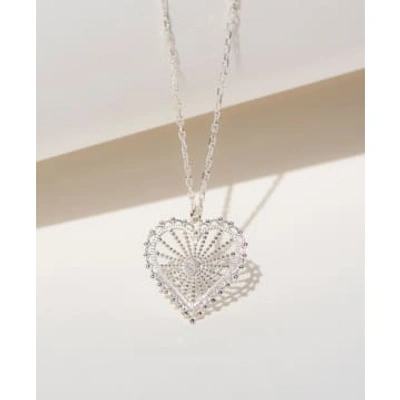 Shop Zoe And Morgan Amor Silver White Zircon Necklace In Metallic