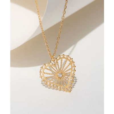Shop Zoe And Morgan Amor Gold White Zircon Necklace