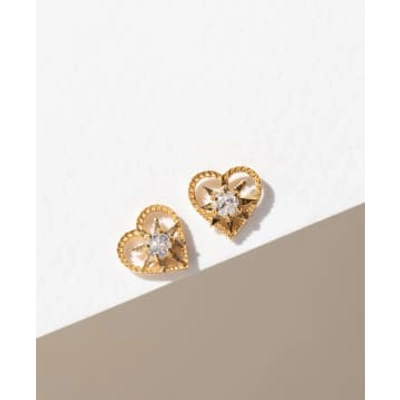 Shop Zoe And Morgan Kind Heart Gold White Zircon Earrings