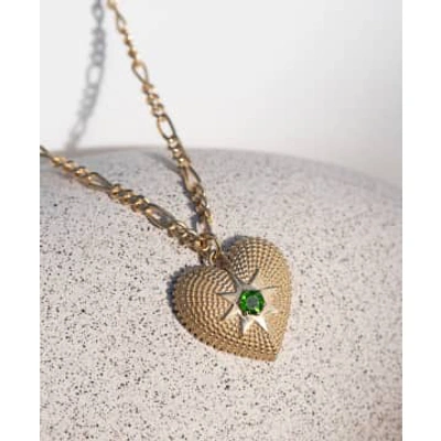 Shop Zoe And Morgan Brave Heart Gold Chrome Diopside Necklace In Green
