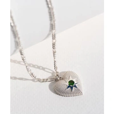 Shop Zoe And Morgan Brave Heart Silver Chrome Diopside Necklace In Metallic