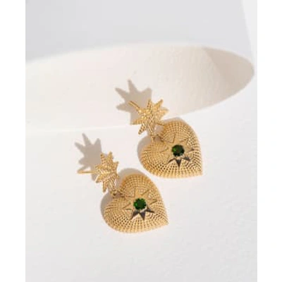 Shop Zoe And Morgan Brave Heart Gold Chrome Diopside Earrings In Green