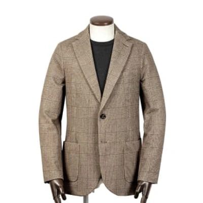 Shop Circolo 1901 - Brown Check Cotton Stretch 2 Button Jacket Cn4106