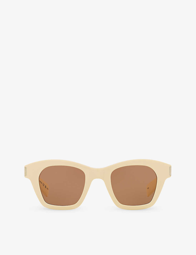 Shop Saint Laurent Women's White Sl592 Square-frame Tortoiseshell Acetate Sunglasses