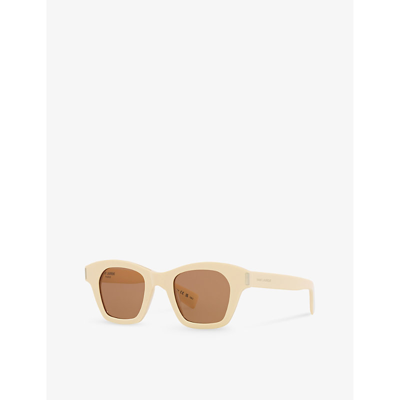 Shop Saint Laurent Women's White Sl592 Square-frame Tortoiseshell Acetate Sunglasses