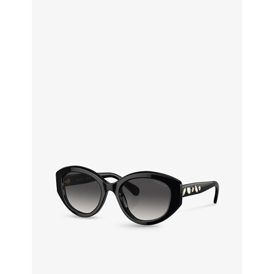 Swarovski Womens Black Sk6005 Irregular-frame Acetate Sunglasses In Black